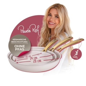 Set tigai Fackelmann x Pamela Reif 3 piese 20-24-28 cm aluminiu reciclat invelis ceramic Pastel-Bej - Img 10
