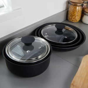 Set tigai si oale Salter Clip Cook 14 piese antiaderente compatibile inductie manere detasabile - Img 6