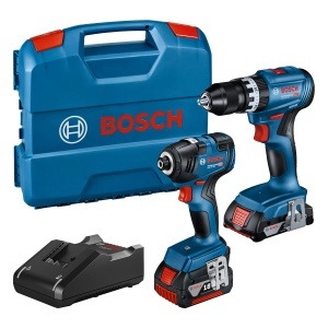Set unelte electrice Bosch Professional 18V GDR 18V-200 GSB 18V-45, 2 acumulatori, incarcator rapid, valiza de transport