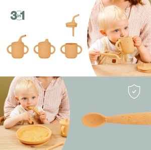 Set vesela pentru bebelusi Babymoov Little Arty silicon 3 piese BPA free - Img 4