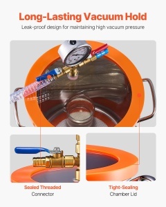 Set VEVOR VP125 Vakuumkammer 1893L si Pompa 35 CFM pentru Entgasare Rasini si Silicon - Img 3