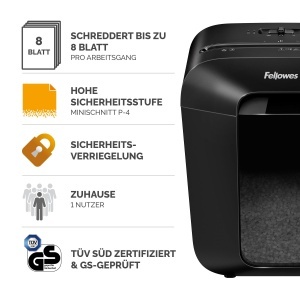 Shredder Fellowes LX41, 8 foi, 4x12 mm, negru - Img 2
