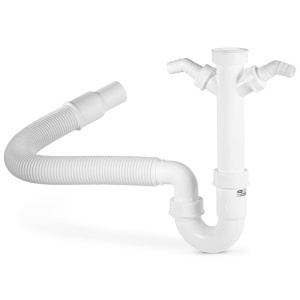 Sifon flexibil Xavax pentru chiuveta, masina de spalat si masina de spalat vase, 1 12 Zoll, alb