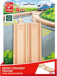 Sine de lemn Hape set extensie 4 piese compatibil cu sisteme de trenulete din lemn
