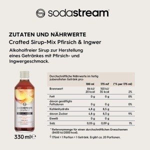 Sirop de cocktail SodaStream Crafted Mixers Pfirsich Ingwer, 330 ml, alcool liber, pentru 20 bauturi - Img 6