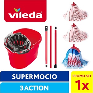 Sistem de curatare a pardoselilor Vileda SuperMocio, 10L, 3 actiuni, rosu - Img 2
