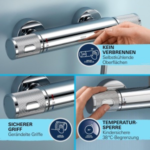 Sistem de dus GROHE Vitalio Joy 260, crom, cu 3 tipuri de jet, termostat si suport - Img 7