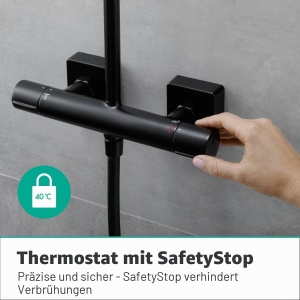 Sistem de dus hansgrohe Vernis Shape cu termostat, cap de dus 230x170 mm, mat negru - Img 3