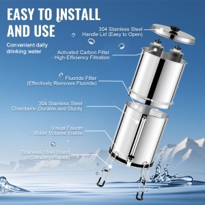 Sistem de filtrare a apei VEVOR din otel inoxidabil, 77,5L, cu filtre activi - Img 6