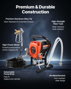 Sistem de pulverizare vopsea VEVOR 190C, 900W, 3300 psi, 1.78 Lmin, cadru metalic - Img 5