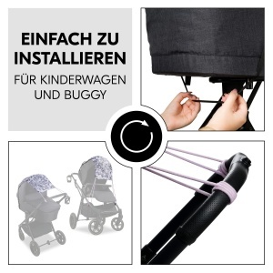 Sistem de umbrire pentru carucior Hauck, 100 poliester reciclat, UV 50, gri floral - Img 5