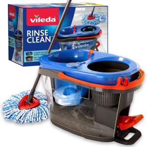 Sistem mop rotativ Vileda RinseClean separare apa curata si murdara microfibra cu pedala