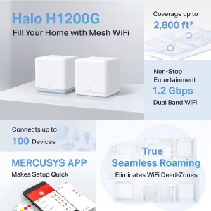 Sistem Wi-Fi Mesh MERCUSYS Halo H1200G, Dual Band AC1200, Acoperire 320 m - Img 2