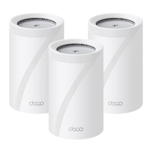 Sistem Wi-Fi Mesh TP-Link Deco BE65 Pro, Tri-Band, 5765 Mbits, 3 unitati
