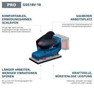Slefuitor Excentric Bosch GSS 18V-18, 18V, cu Sistem de Aspirare a Prafului - Img 2