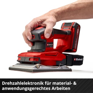 Slefuitor orbital cu acumulator Einhell TE-OS 18/230 Li Solo (electronica de viteza, micro velcro, placa de picior din aluminiu, sac de colectare a prafului, incl. 3x smirghel, fara baterie si incarcator) - Img 10