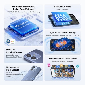 Smartphone TCL K70 Power 4G, 6.8 HD, 8GB RAM, 256GB, 6500mAh, Gri - Img 2