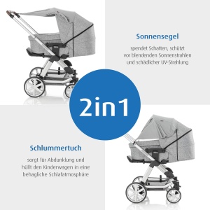 Sonnenschutz pentru copii reer ShineSafe, gri, UPF 50, cu sistem de prindere elastic - Img 4
