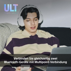 Sony ULT WEAR | Casti Bluetooth fara fir cu anulare a zgomotului | cu microfon, baterie de 30 h, functie de amplificare a basului | Potrivit pentru sport, placere muzicala, calatorii si munca, Off-White - Img 9