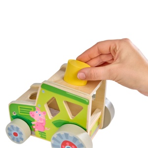Sortierbox Traktor HABA - Jucarie din lemn pentru copii, invatare forme si culori - Img 4