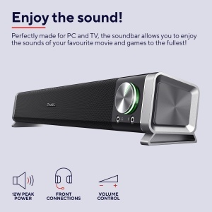 Soundbar Trust Asto 12 W, PC Lautsprecher, USB, 3,5 mm AUX, Negru - Img 2