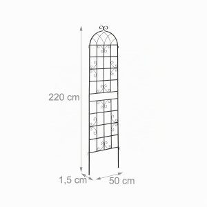 Spalier Metalic Relaxdays 2er Set, 220 x 50 cm, Negru - Img 5