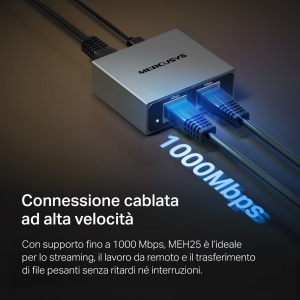 Splitter LAN Mercusys MEH25, 1 la 2 porturi Gigabit, Aluminiu, Plug Play - Img 4
