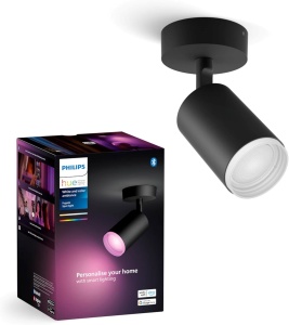 Spot LED inteligent Philips Hue Fugato, 350 lm, dimmabil, 16 milioane culori, negru