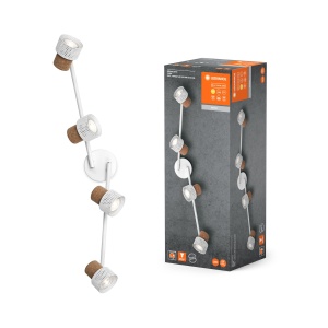 Spot LED interior LEDVANCE DECOR CORK, 4 x 3,4W, 920lm, alb, dimabil, capete reglabile