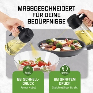 Spray pentru ulei GOURMETmaxx 2-in-1 din sticla, 470 ml, spumare fina si jet controlat - Img 3