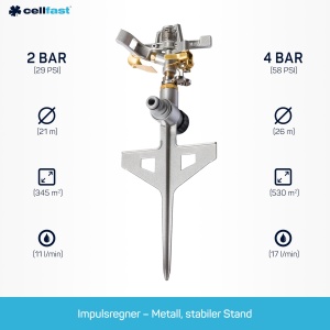 Sprinkler Gradina CELLFAST cu Reglare Stufenregulierung din Metal pentru Rasen si Flori - Img 2