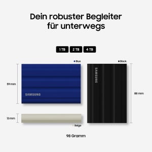 SSD Portabil Samsung T7 Shield, 1 TB, USB 3.2, Rezistent la Apa, Negru - Img 2
