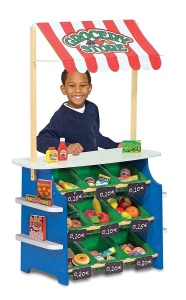 Stand de limonada Melissa Doug din lemn, cu 9 recipiente si semne de creta