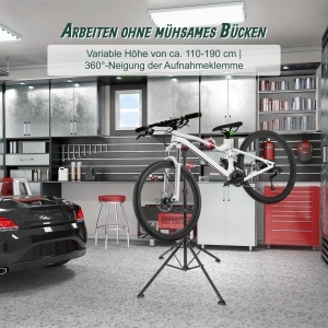 Stand de reparatii bicicleta Relaxdays, ajustabil 110-190 cm, cu suport unelte - Img 2
