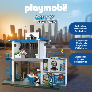 Statia de Politie PLAYMOBIL 71874 cu Verificare si Accesorii pentru Copii - Img 3