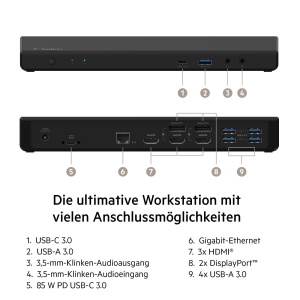 Statie de andocare Belkin pentru 3 monitoare 4K, 85W Power Delivery, USB-C - Img 2