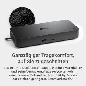 Statie de andocare USB-C Dell Pro Dock WD25, 100W, 4 display-uri, design compact - Img 5