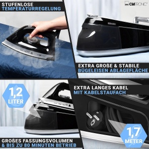Statie de calcat Clatronic DBS 3749, 2400W, 1.2L, negru - Img 7