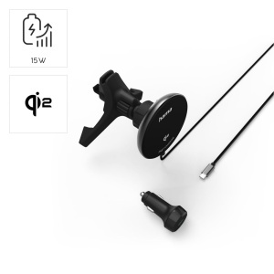 Statie de incarcare auto Hama Qi2, 15W, magnetica, neagra - Img 4