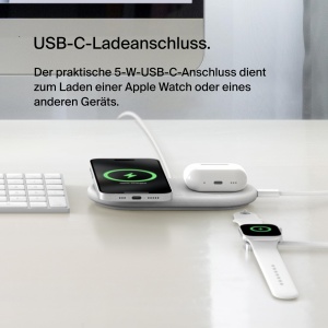 Statie de incarcare wireless Belkin BoostCharge Pro 2-in-1, 15W, alba - Img 3
