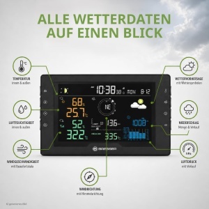 Statie Meteo Bresser Azores Profi cu 5-in-1 Senzor Exterior, Display Colorat - Img 3