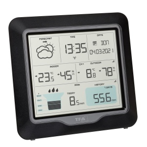 Statie Meteo TFA Dostmann RAIN Pro 35.1160.01, cu Regenmesser, Negru - Img 2