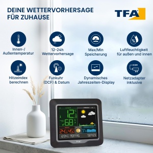 Statie meteo TFA Dostmann SEASON, cu senzor exterior, L 175 x B 32 x H 165 mm - Img 3
