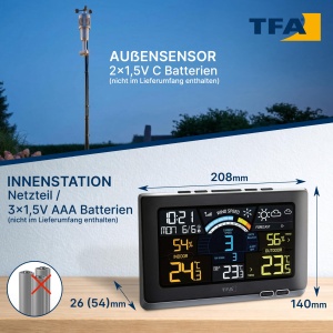 Statie meteo TFA Dostmann Spring Breeze, cu display colorat, neagra - Img 6
