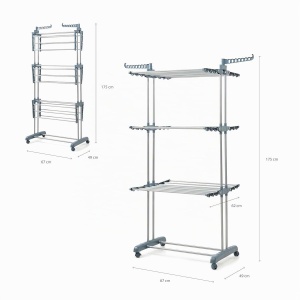 Stativ vertical pentru rufe Dolver InnovaGoods, 24 stang, 40 kg capacitate, cu roti - Img 7