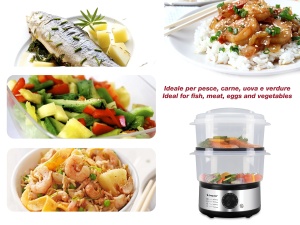 Steamer Beper 5L, 400-500W, Timer 60 minute, Argintiu si Negru - Img 5