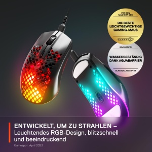 SteelSeries Aerox 3 Gaming Mouse 59g Negru Ultralejer Rezistent la Apa - Img 2
