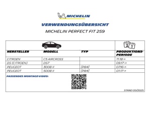 Stergatoare auto MICHELIN Perfect Fit 259 pentru Peugeot 30085008 Citroen C5 Aircross 700400 mm ambalaj eco - Img 2