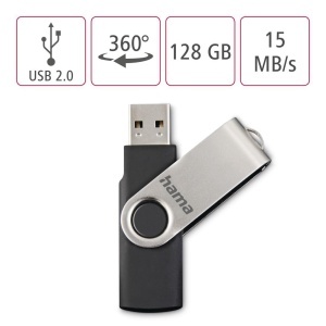 Stick USB Hama Rotate 128GB USB 20 Argintiu Metalic Design Compact - Img 2