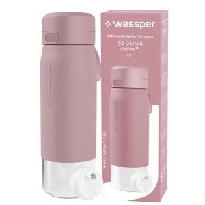 Sticla cu Filtru Wessper B2 Glass 700ml Borosilicat BPA Free Roz